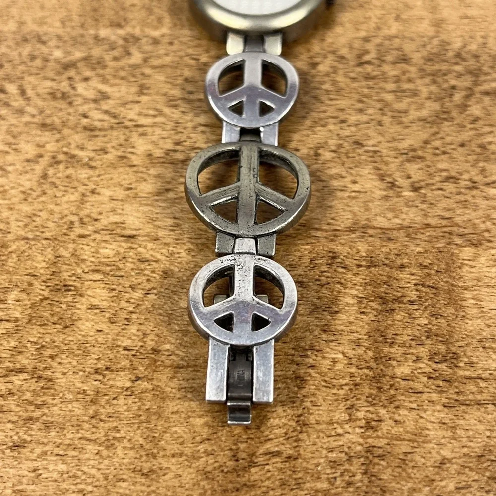 Vintage Lucky Brand Women's Watch 25mm Peace Sign‎ Band - Needs New Battery